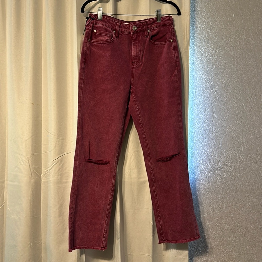 Cleo + Wolfe Purple High Rise Straight Pants 28 x 27